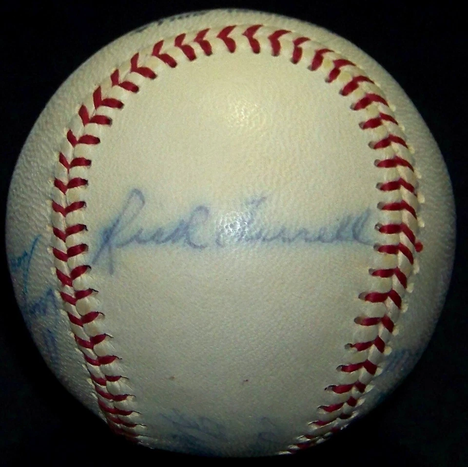 Lefty Grove Enos Slaughter Tony Cuccinello Rick Wes Ferrell Signed Baseball JSA! - Image 3 of 4