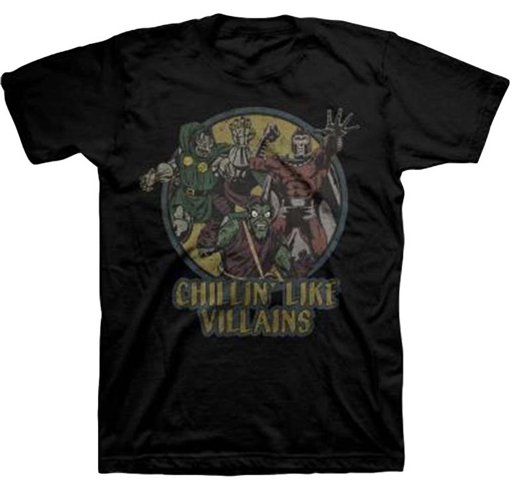Camiseta negra para hombre Marvel Chillin' Like Villains nueva