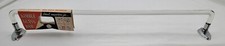 Vintage 24" Kimble Clear Bent Glass Towel Bar Rod Chrome Ends Art Deco MCM NOS