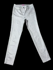 BASLER Julienne Light Pink Silver Metallic Denim Skinny Stretched Ankle Jeans