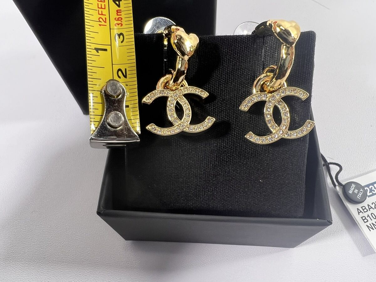 Chanel Earrings Crystals CZ Half Hoop 2023 CC Logo Gold CoCo Chanel Earrings Crystals CZ Half Hoop 2023 CC Logo Gold CoCo