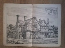 Antique Architectural Lithograph . C1883. Hunting Lodge. Winchfield. Hants