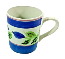 Gibson Housewares Ceramic Coffee Tea Hot Chocolate Mug  White Blue Green Leaves