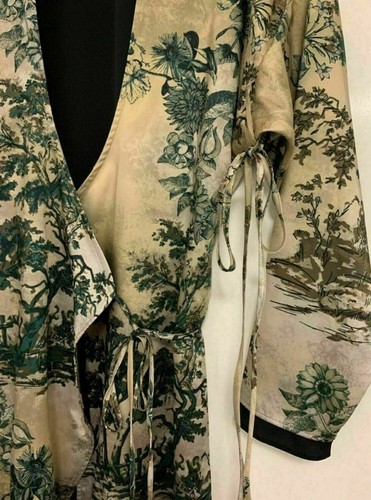 ZARA LONG KIMONO DRESS ORIENTAL PRINT SATIN WRAP COAT JACKET SIZE M NEW - Picture 2 of 13
