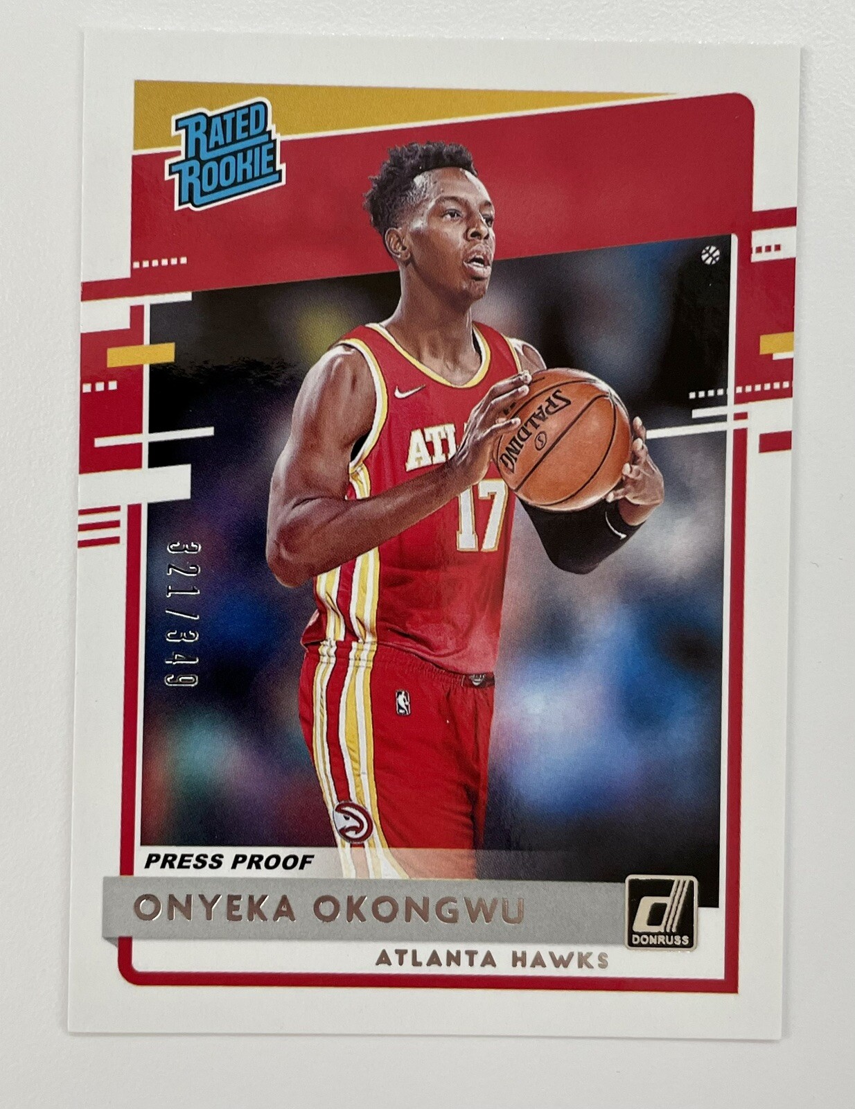 2020-21 Donruss Onyeka Okongwu Rated Rookie Press Proof Silver #/349 RC 🔥Hawks