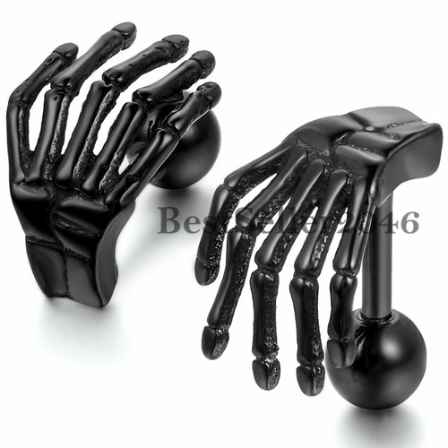 2pcs Skeleton Claw Hand Bone Stud Earrings Eyebrow Cartilage Barbell Piercing - Picture 9 of 15