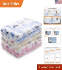 Machine Washable Flannel Throw Blankets for Pets - 3 Pack in Blue/Pink/Yellow