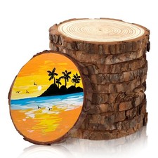 10 PCS Unfinished Wood Slices for Centerpieces-Round Natural Discs with Tree ...
