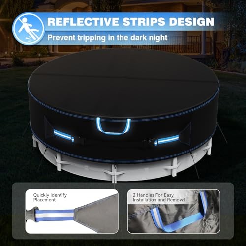 with Reflective Strips, 420D Swimming Pool Cover for 15 Ft Round Pool Cover - Picture 6 of 8