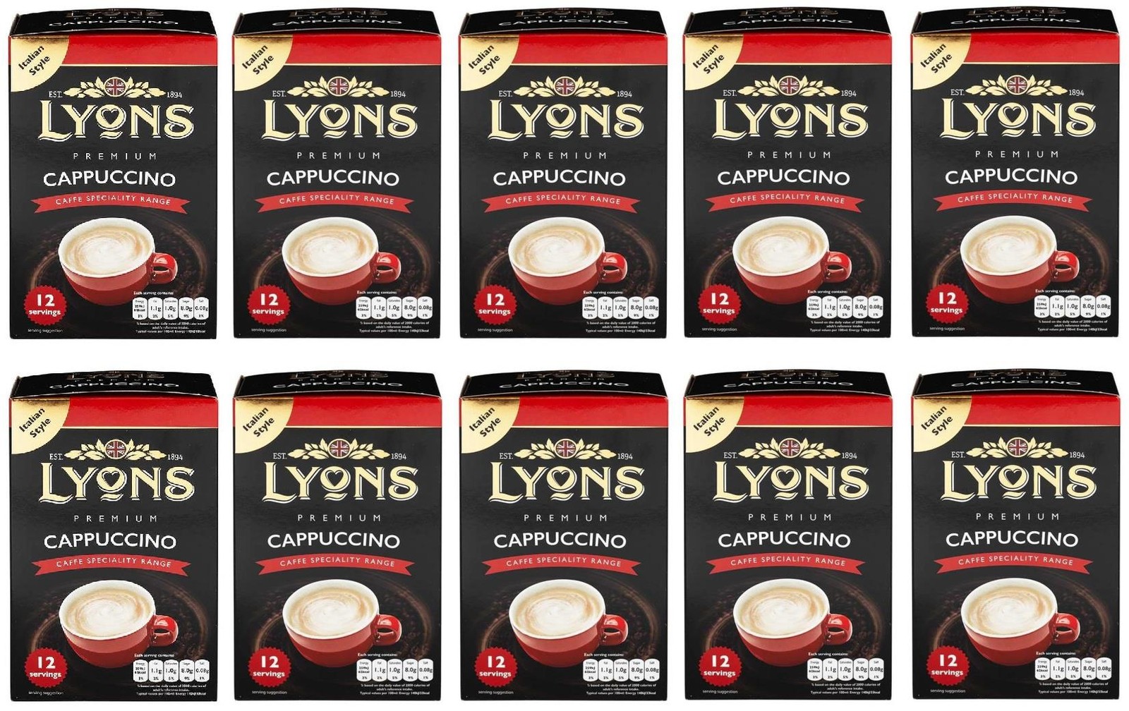 Lyons Cappuccino Sachets 10x12x15g