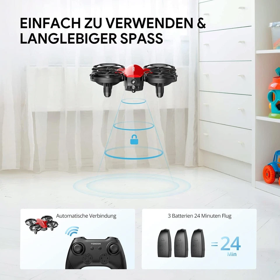 TOMZON Mini Drohne Flugzeug Kampfmodus RC Quadrocopter Nano Drone für Kinder - Bild 2 von 4