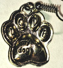 Earrings - LOVE My DOG - Paw PRINT - Drop STYLE Earrings - SILVER Tone