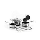 6-Piece Hybrid Nonstick Pot Set with Glass Lids, 2-8 Quart, Induction