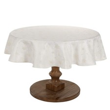 HARORBAY White Tablecloth 60 Inch Round, Agnes Serie, Cream Gold Heavyweight