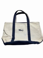 Vintage LL Bean Boat Tote Bag Regatta Blue Cotton Canvas - Size 16 x 10