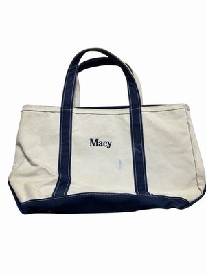 Vintage LL Bean Boat & Tote Bag Regatta Blue Cotton Canvas - Size  16 x 10 