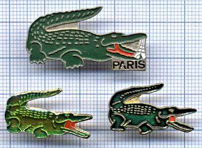 Konvolut Pin's Krokodile / Krokodil Genre Logo LACOSTE mit Eiffelturm Tower Paris