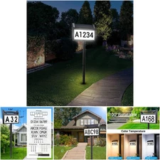 3-Color Waterproof Solar LED House Number Sign Outdoor Address Plaque Smart
