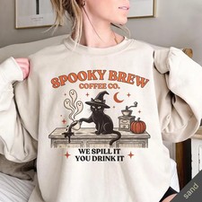 Spooky Season Halloween Cat Sweatshirt Fall Autumn