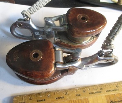 Pair (2) Snatch Blocks NM Nicro Marine Ronstan w. Swivel Shackle Lot 3
