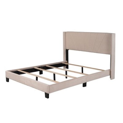 Queen Size Bed Frame Wood Platform Bed with Headboard, Modern Queen Bed Frame US