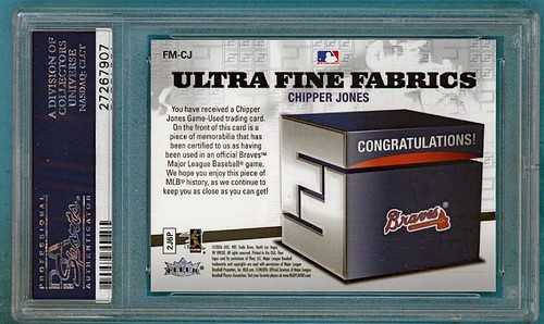 2006 Fleer Ultra Chipper Jones Fine Fabrics #FM-CJ PSA 10! POP 3! Braves! - Picture 2 of 2