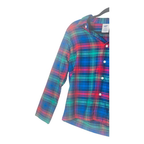 Lands’ End Plaid Flannel Button Down Shirt 14 Kids Classic Preppy Lumberjack - Picture 5 of 10