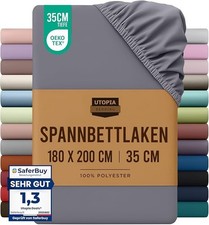 Utopia Bedding, Fitted Sheet, 180 x 200 cm, Grey, Oeko-Tex Certified, Brushed