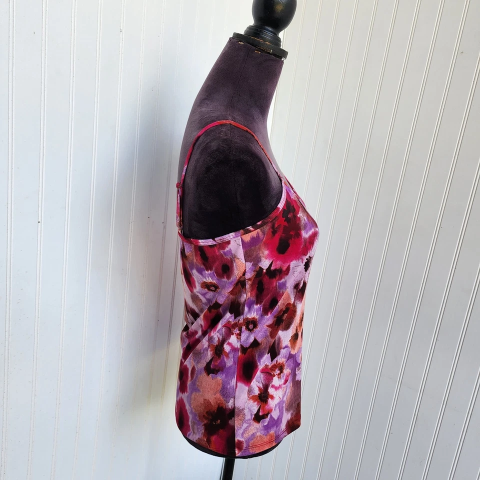 Clear Sky Multicolor Floral Adjustable Spagetti Strap Tank Top Stretch Size M - Image 4 of 4