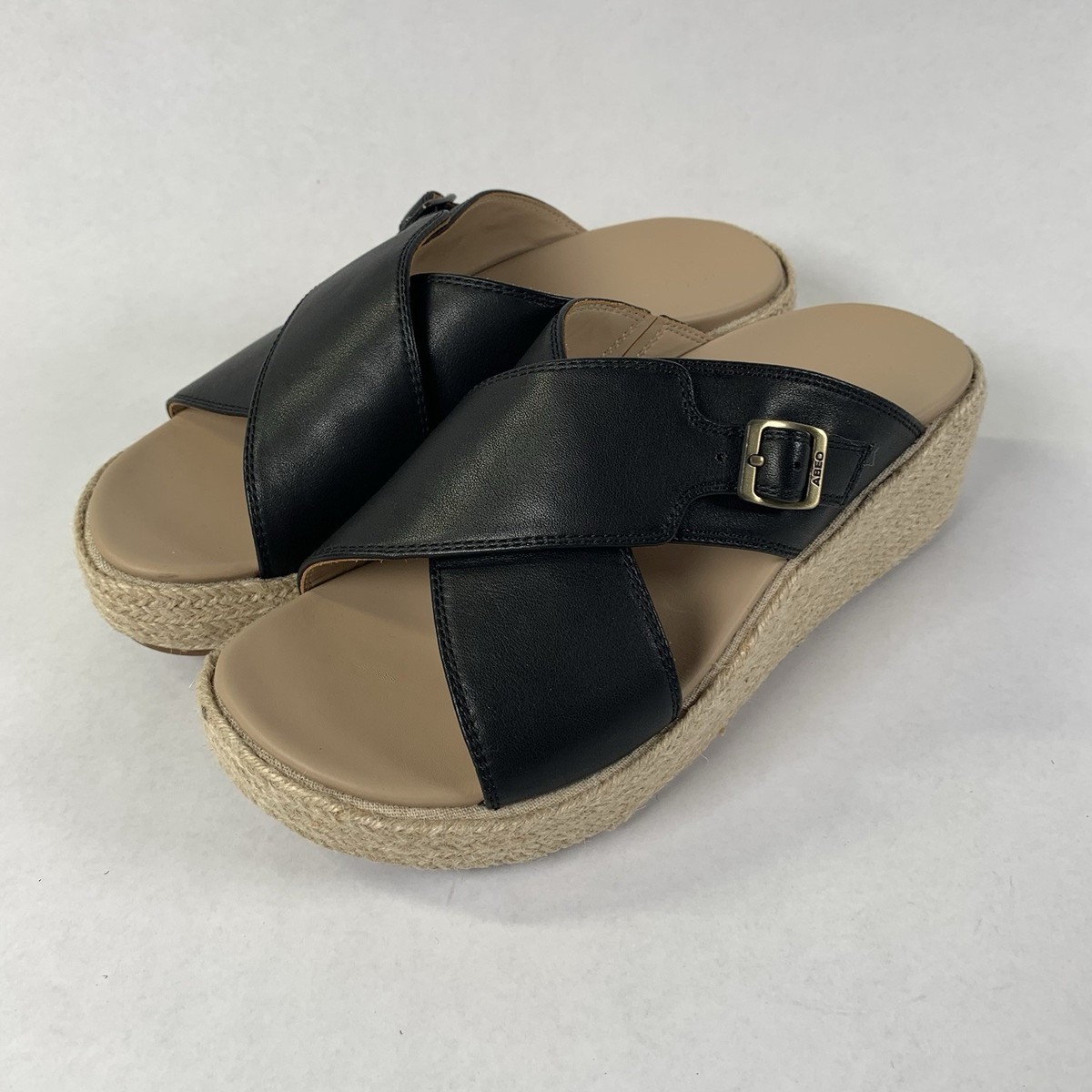 ABEO Shoes Womens Dylan Cross Slide Sandals Orthotic Leather