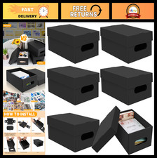 6PCS Photo Storage Box for 4"x6" Photos, Organize Protect Pictures, Black