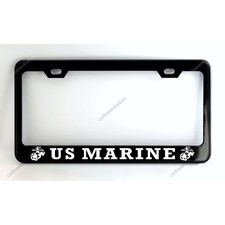 United States Marine Black License Plate Frame Premium Powder Coated Metal United States Marine Black License Plate Frame Premium Powder Coated Metal