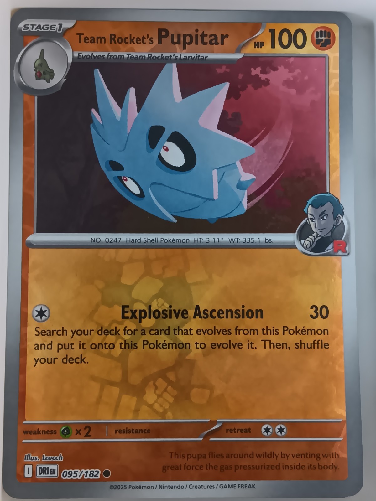 Pokemon - Team Rocket's Pupitar 95/182 Destined Rivals  Common Holo 2025 NM