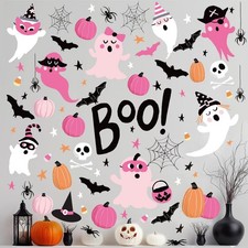 242Pcs Halloween Boo Wall Stickers Ghost Pumpkin Bat Wall Decals Room Mural S...