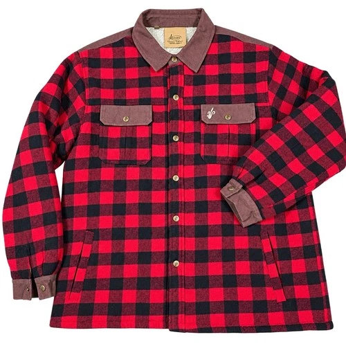 Avery Heritage Collection Mens XL Wool Plaid Jacket Sherpa Buffalo Red Black - product listing photo