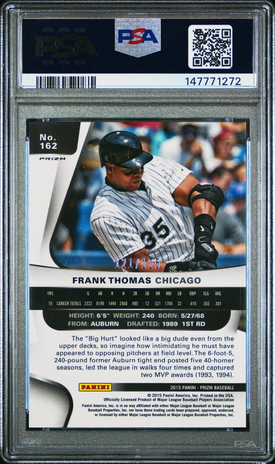 Frank Thomas PSA 10 Pop 2 2014 Panini Prizm /125 Red Power Parallel #162 Gem view 2