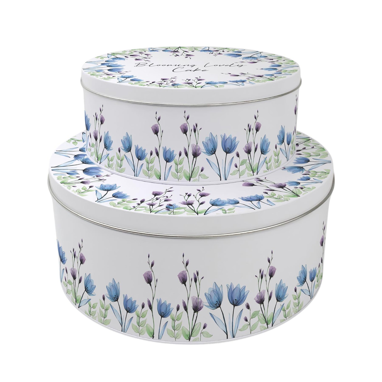 Blooming Lovely Set of 2 Cake Tins - Nesting Round Large & Medium Tin Gift