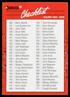 1990 Donruss - CheckList #200