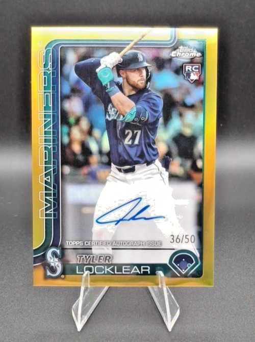 Tyler Locklear 36/50 -  2025 Topps Chrome True Gold Rookie Auto Mariners
