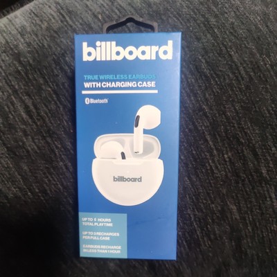 BILLBOARD Bluetooth True Wireless Earbuds with Microphone & Charging Case -White