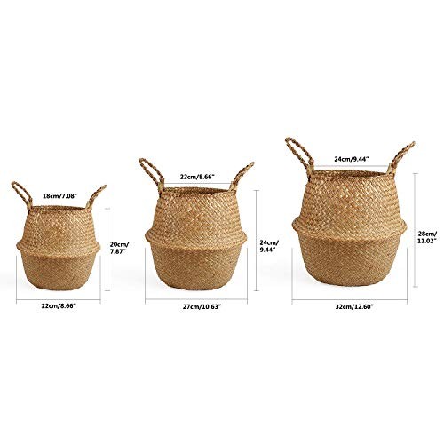Woven Seagrass Belly Basket for Storage Plant Pot Basket and Large Original - Afbeelding 2 van 6