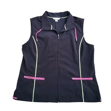 Christopher  Banks Active Vest Woman's Size L Black Sleeveless Collar Full Zip
