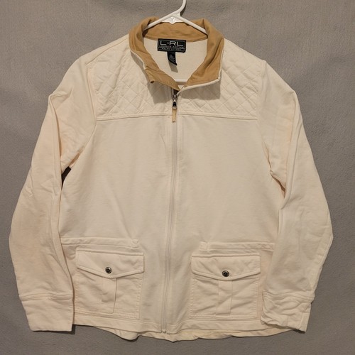Ralph Lauren Sweater Womens XL Full Zip Jacket Pockets Lauren Active Beige - Picture 1 of 8
