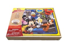 Disney Junior Mickey Mouse 5 Wood Jigsaw Puzzles in Wood Storage Box