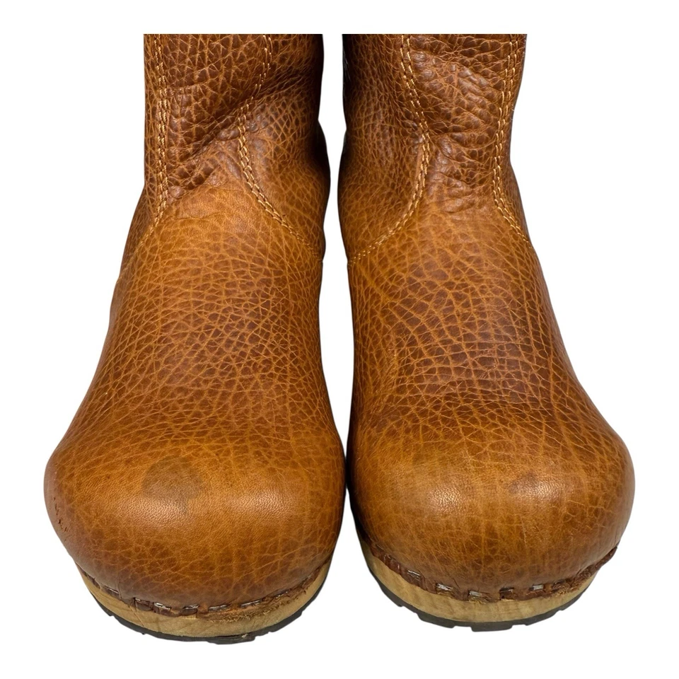 Sanita 女式皮革棕色 Puk 木屐靴厚底镶嵌 US 5 EU 36 波西米亚 — 第 3/4 张图片