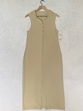 Ophelia Roe Beige Ribbed Sleeveless Maxi Dress Size Medium