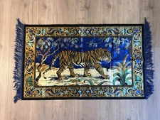 Vintage Tiger Safari Wall Hanging Tapestry Velvet Jungle Rug Boho Mural