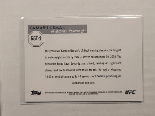 2025 Topps Chrome UFC 1955 Topps Kamaru Usman #55T-1 Green Refractor 4/99 - Picture 2 of 2