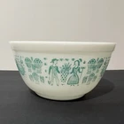 Vtg PYREX Amish Butterprint Cinderella Mixing Bowl White/Turquoise 1.5 Qt  402