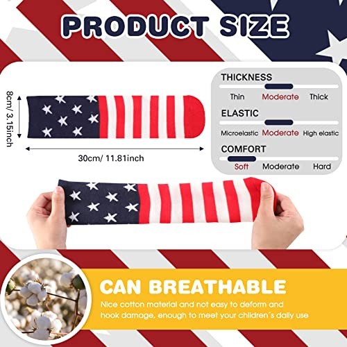 Kids 4 Pairs American Flag Socks Cotton Independence Day USA Knee 4-6 Years - Picture 2 of 7